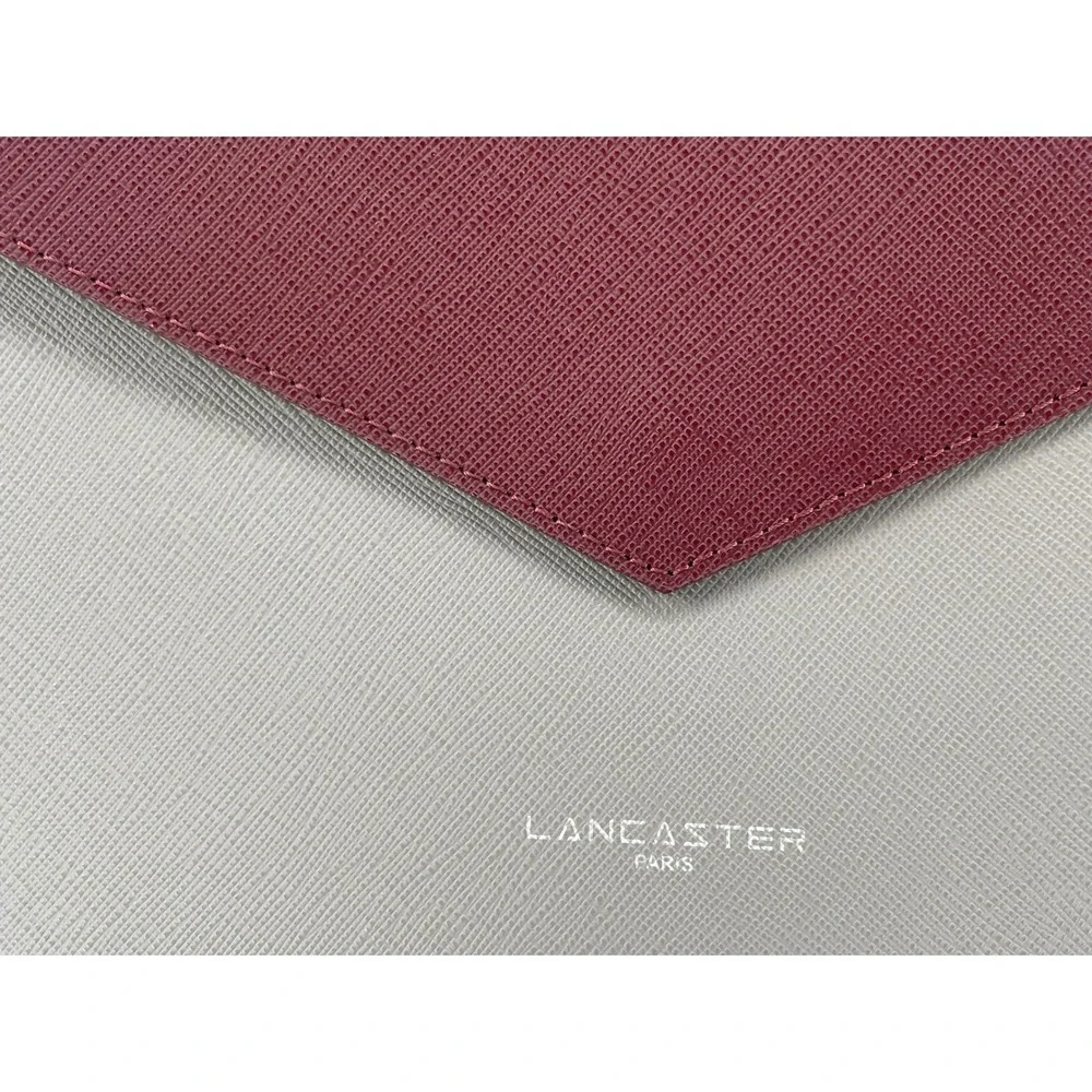 Lancaster Paris Colorblock Saffiano Leather Structured Satchel Bag grey burgundy